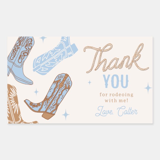 Pegatina del partido de cumpleaños Cowboy (Anverso)