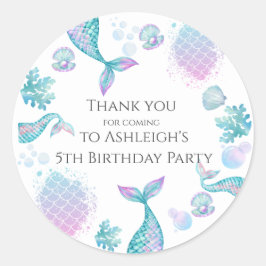 Pegatina del partido de cumpleaños de la sirena tu