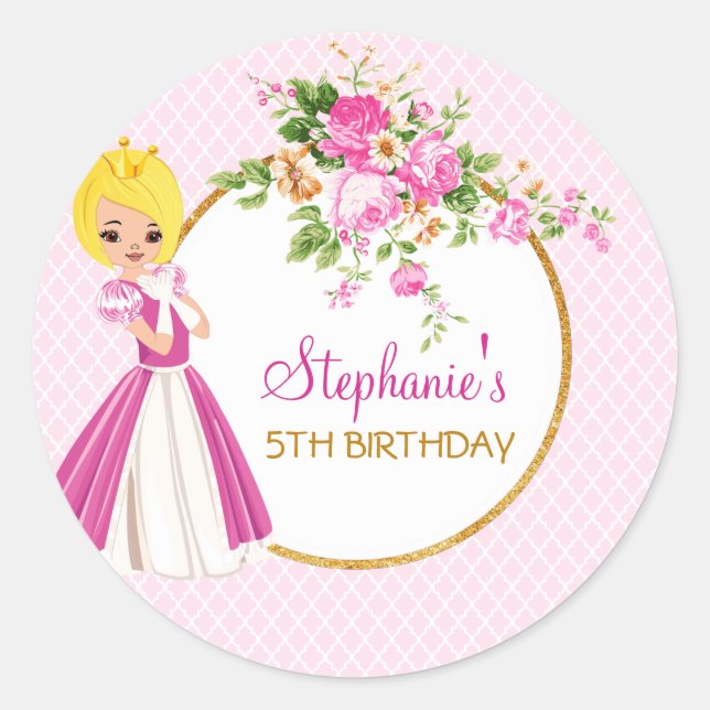 Pegatina del partido de cumpleaños de las princesa (Anverso)