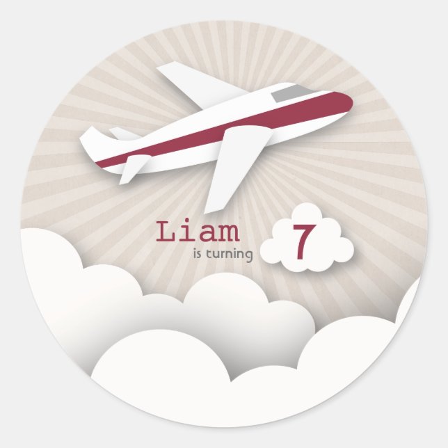 Pegatina del partido de cumpleaños del avión rojo (Anverso)