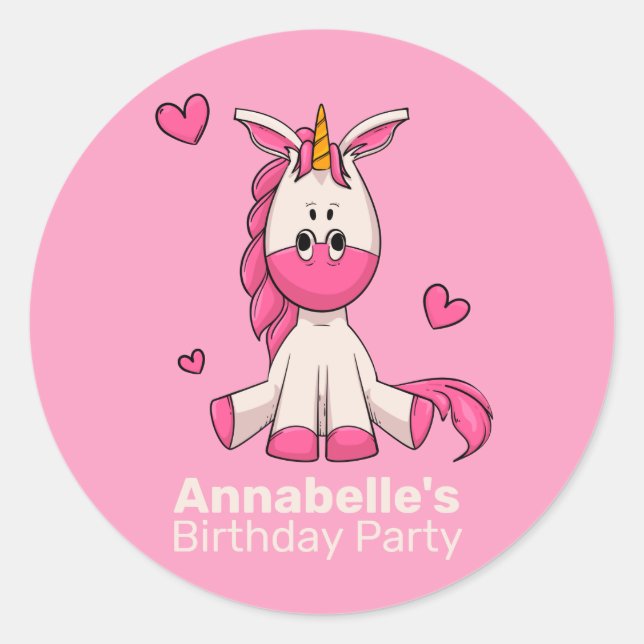Pegatina del partido de cumpleaños del Chica Unico (Anverso)