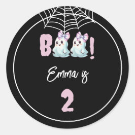 Pegatina del partido de cumpleaños Halloween chica