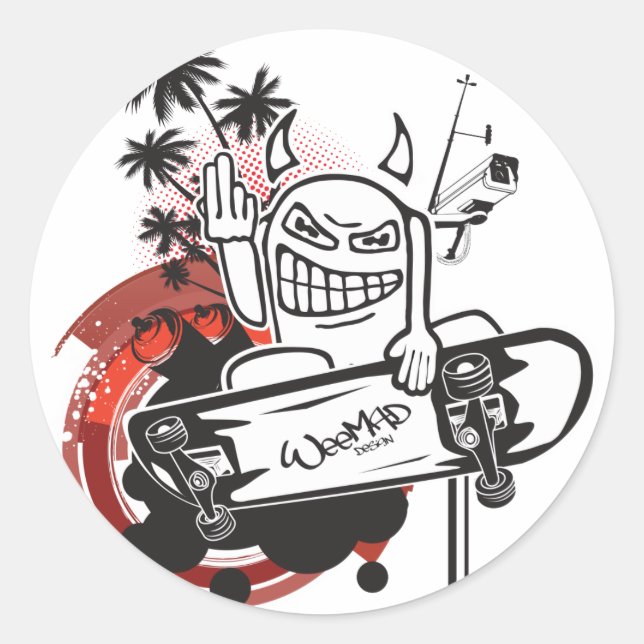 Pegatina del patinador del diablo de WeeMad (Anverso)