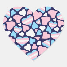 Pegatina del patrón de corazones del orgullo trans