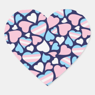 Pegatina del patrón de corazones del orgullo trans