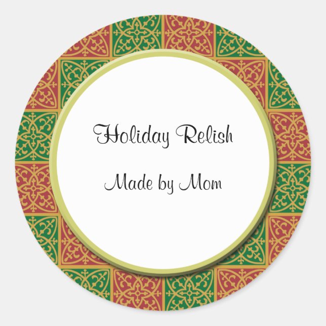 Pegatina del patrón rojo y verde personalizado (Anverso)