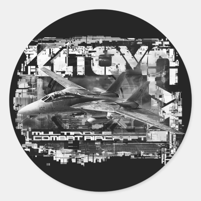 Pegatina del Pegatina redondo clásico de F-14 Tomc (Anverso)