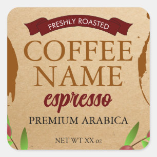 Pegatina del Personalizado de la etiqueta del café