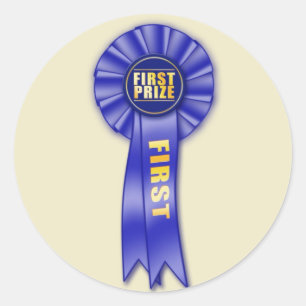 pegatina del primer premio de rosette azul