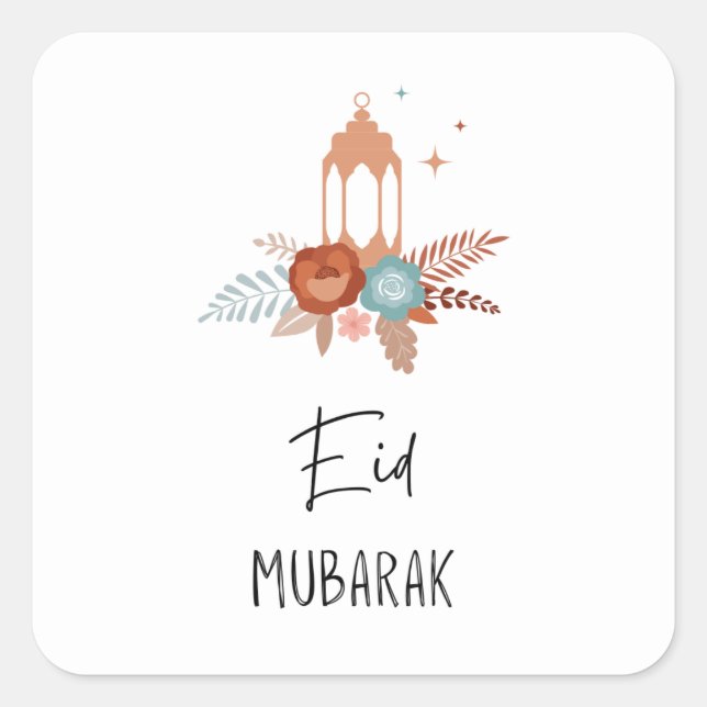 Pegatina del regalo de Boho Eid Mubarak (Anverso)