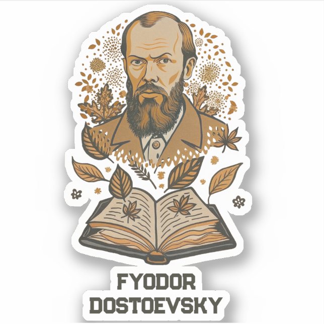 Pegatina del retrato de Fyodor Dostoevsky (Anverso)