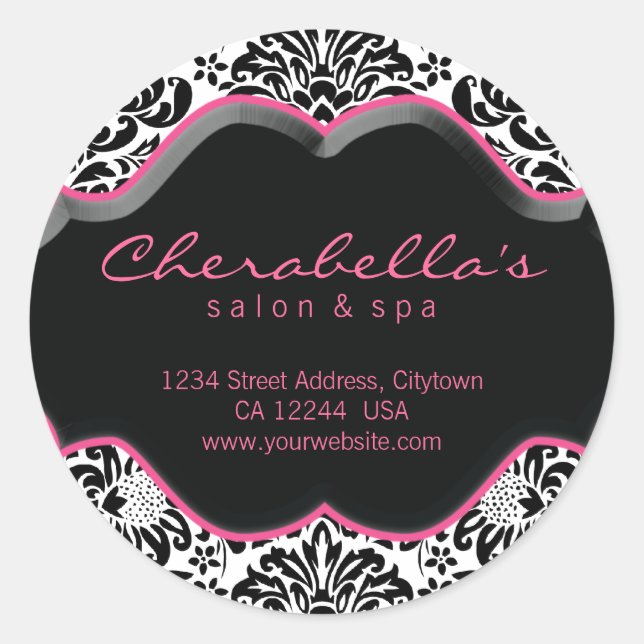 Pegatina del Salon Spa Damasco Blanco Rosa (Anverso)