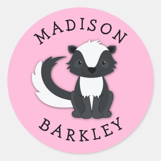 Pegatina del Sello para sobres Skunk Kid Cute Wood (Anverso)