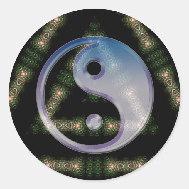 Pegatina del Simbolismo de Triad Yin Yang (Anverso)