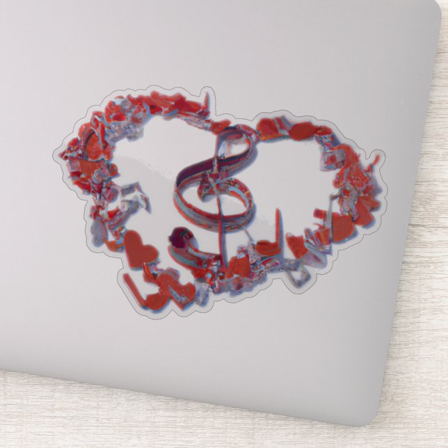 Pegatina del símbolo de la música del corazón del  (Detalle)