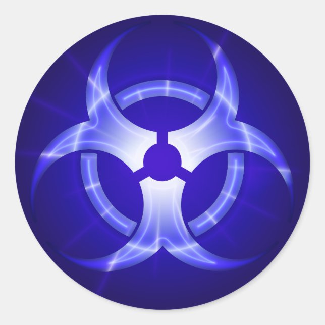 Pegatina del símbolo de riesgo biológico azul bril (Anverso)