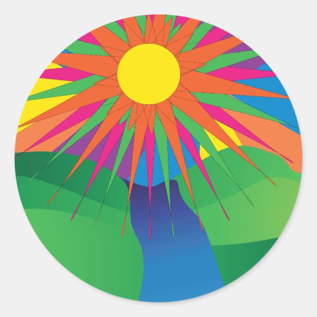 Pegatina del Sol psicodélico (Anverso)