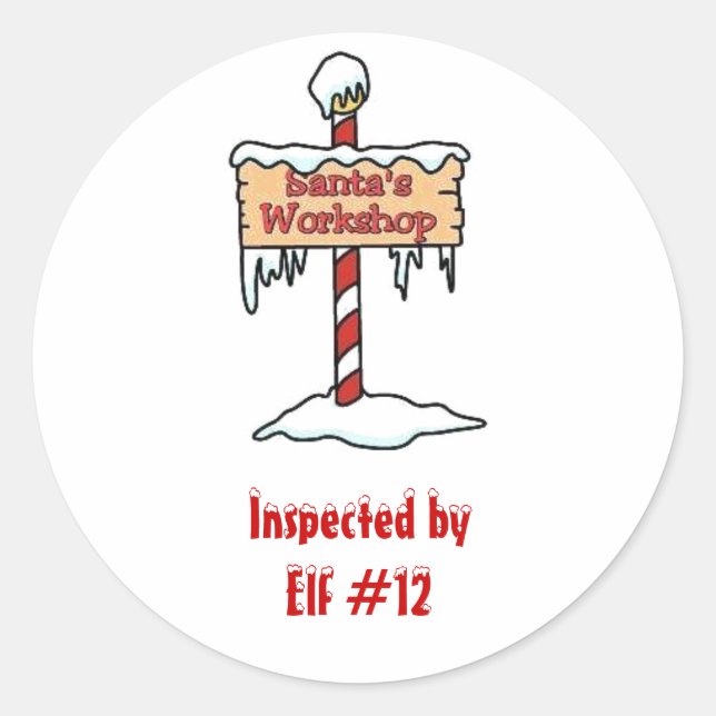 Pegatina del taller de Santa Claus (Anverso)