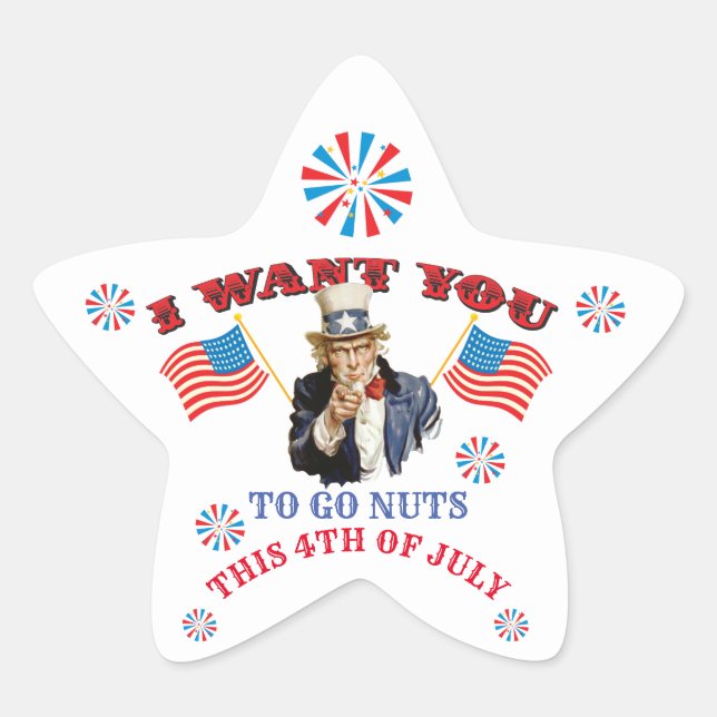 Pegatina del Tío Same 4 de Julio Star (Anverso)