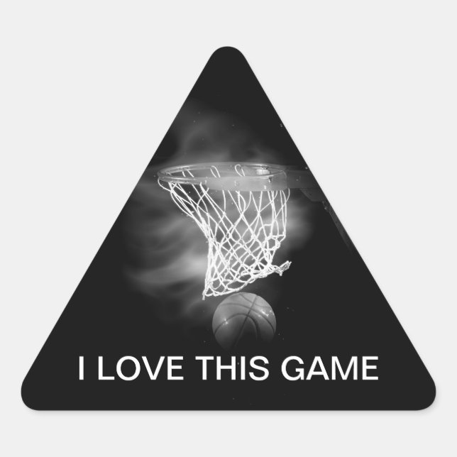 Pegatina del triángulo de baloncesto blanco y negr (Anverso)