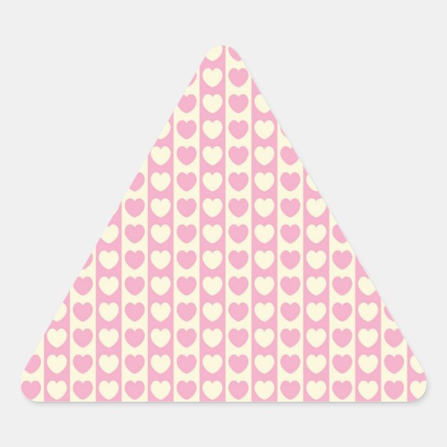 Pegatina del triángulo de fondo del corazón rosado (Anverso)