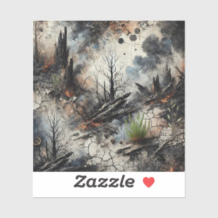 Pegatina del vinílico de incendio forestal postapo