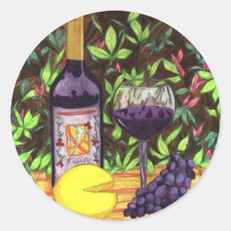 Pegatina del vino y del queso