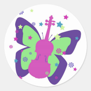 Pegatina del violín de la mariposa