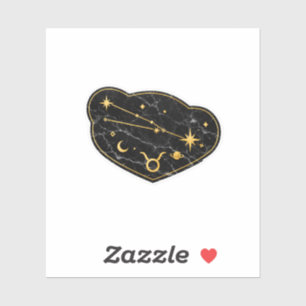 Pegatina del zodiaco Tauro con mármol dorado y neg