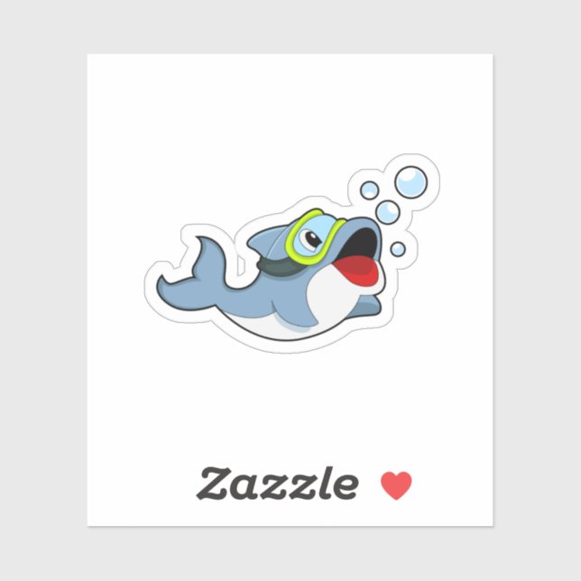 Pegatina Delfín buceando con burbujas de agua. PNG (Hoja)