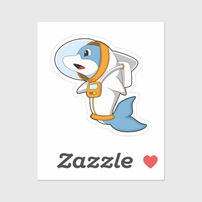 Pegatina Delfín como astronauta con disfraz (Hoja)