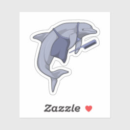 Pegatina Delfín como peluquero con comb