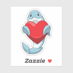 Pegatina Delfín con corazón