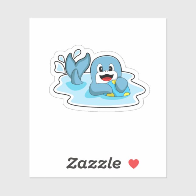 Pegatina Delfín con waterpolo (Hoja)