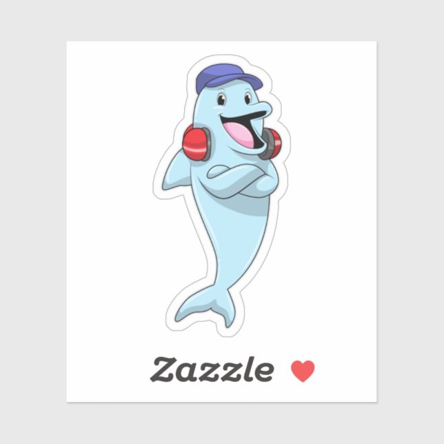 Pegatina Delfín en Listen Music (Hoja)