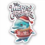 Pegatina Delfin Navidad "Merry Christmas"<br><div class="desc">Este simpático delfín  está vestido con un gorro y bufanda navideña! Este adorable animalito te desea una 'Feliz Navidad' llena de diversión y felicidad. Decora tus regalos,  tarjetas o cualquier lugar con esta encantadora pegatina y comparte la magia de la temporada con amigos y seres queridos</div>