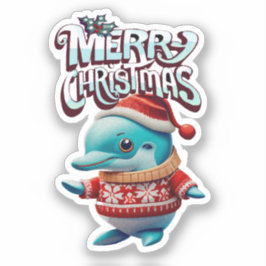 Pegatina Delfin Navidad "Merry Christmas"