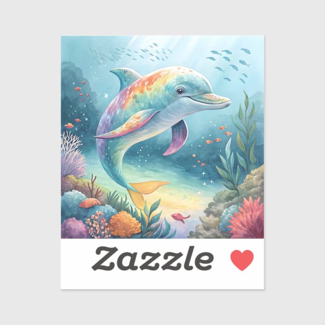 Pegatina Delfín subacuático (Hoja)