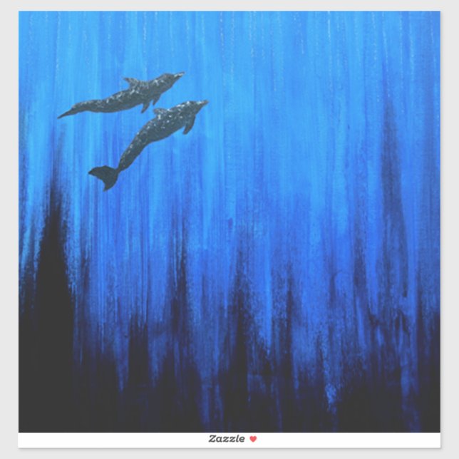 Pegatina Delfines en superficie #2 (Hoja)