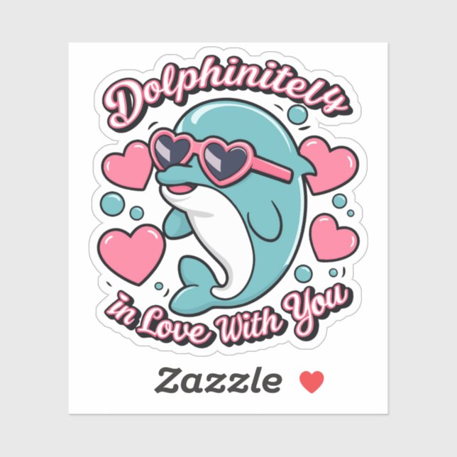 Pegatina Delfines Lindos Chistes Dolfinidamente Enamorado D (Hoja)