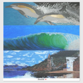 Pegatina Delfines, olas, Victoria Beach tan torre Laguna
