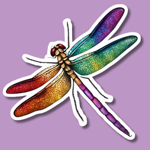 Pegatina Delicada libélula arcoiris