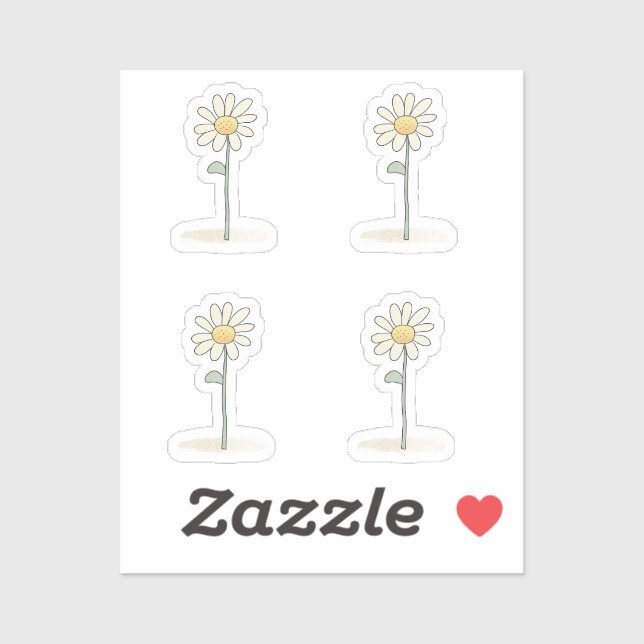 Pegatina Delicado Ilustracion de margarita - Flor dulce sim (Hoja)