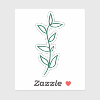 Pegatina Delicate Botanical Leaf Design Green Line Art 