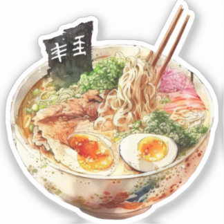 Pegatina Delicias de Ramen en Acuarela