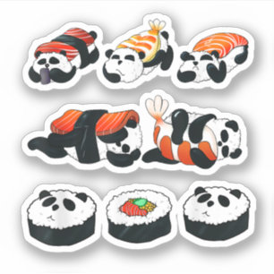 Pegatina Delicioso Sushi de Panda Adorable Abrazo Maki Aman