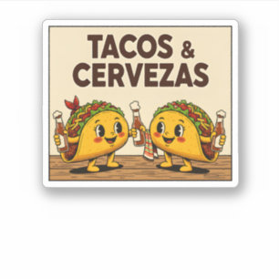 Pegatina Deliciosos Tacos & Cervezas Divertida Comida Mexic