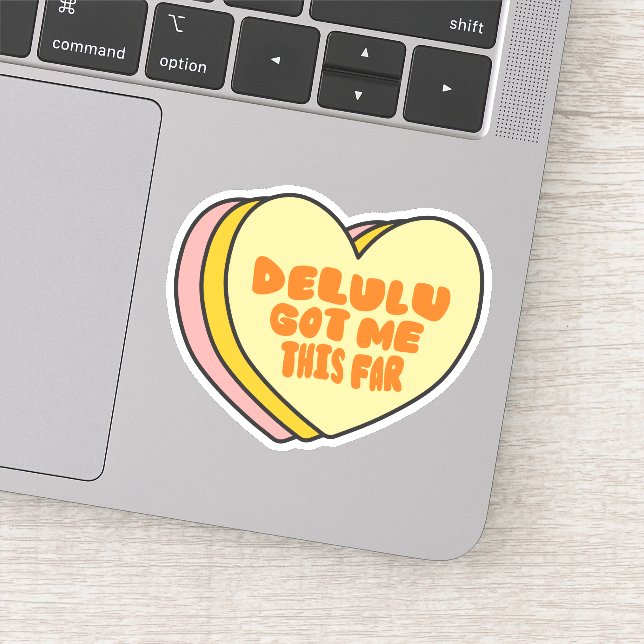 Pegatina "Delulu Got Me This Far" Funny Aesthetic Design (Detalle)