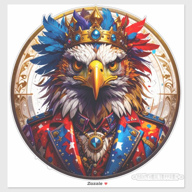 Pegatina Democracy Is King 002 Custom-Cut Vinyl Sticker (Hoja)