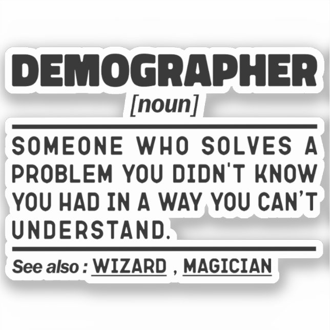 Pegatina Demographer Noun Definition Demographic Worker Gua (Anverso)